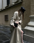 Rase le sol Sculpted High-Collar Layered Trench Coat