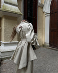 Rase le sol Sculpted High-Collar Layered Trench Coat