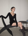 Hydrae Deconstructed Foldover Scoop-Neck Long-Sleeve Top