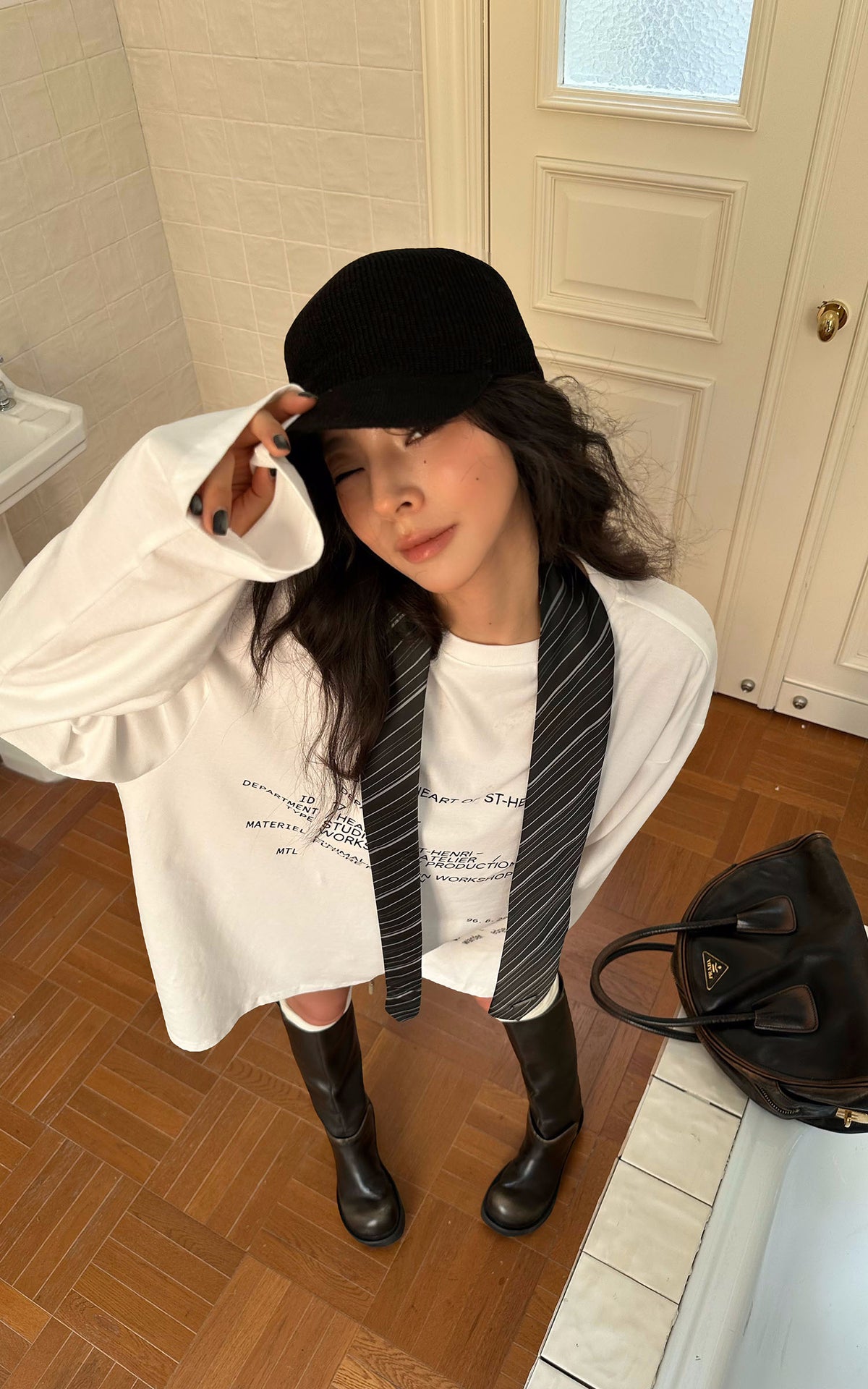 WARDEN EDGE Oversized Typographic Long Sleeve T-Shirt
