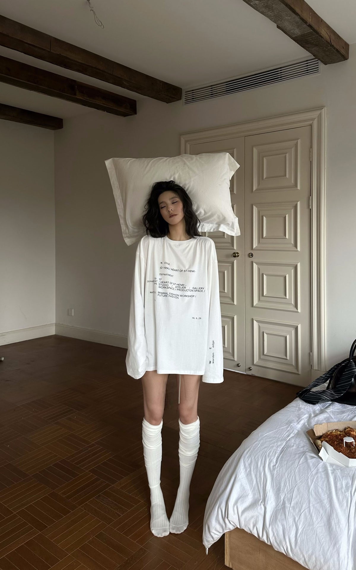 WARDEN EDGE Oversized Typographic Long Sleeve T-Shirt