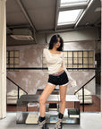 WARDEN EDGE Layered Plaid Waist Micro Shorts