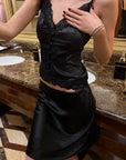 Hydrae Satin Lace Corset Camisole Top with Button Front