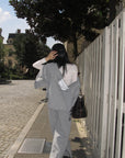Hydrae Soft Grey Oversized Zip Hoodie & Wide-Leg Drawstring Sweatpants Two-Piece Set
