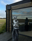 WARDEN EDGE Abstract Ink Cropped Zip Hoodie