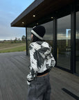 WARDEN EDGE Abstract Ink Cropped Zip Hoodie