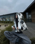 WARDEN EDGE Abstract Ink Cropped Zip Hoodie