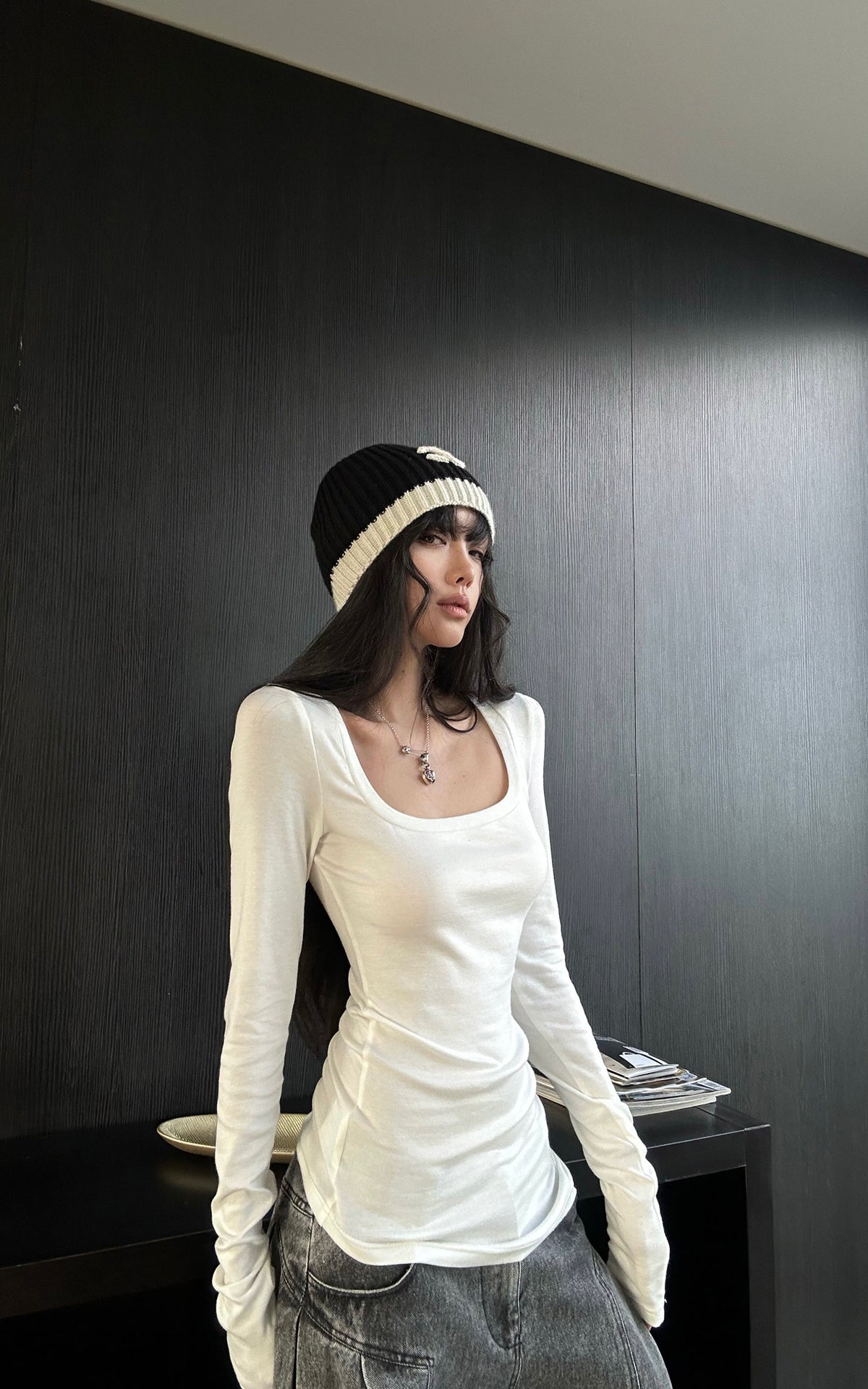 WARDEN EDGE Sculpted Square Neck Long Sleeve Top