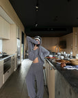 WARDEN EDGE Brushed Knit Hoodie Camisole & Wide-Leg Pants Set