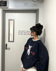 WARDEN EDGE Off Duty Graphic Sweatshirt & Lace Ruffle Mini Skirt Set