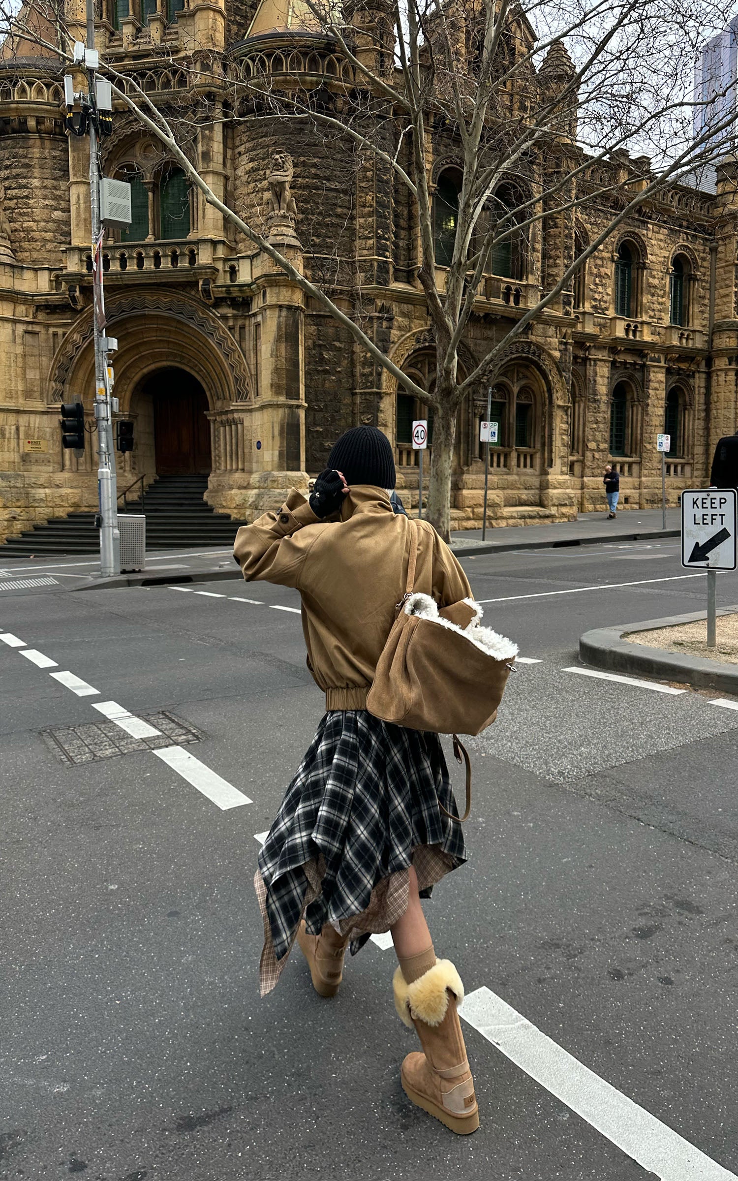 WARDEN EDGE Layered Plaid Deconstructed Midi Skirt