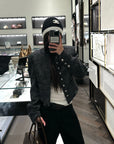 WARDEN EDGE Structured Tweed Cropped Jacket