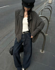 WARDEN EDGE Cable-Knit Oversized Collar Cardigan