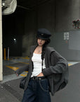 WARDEN EDGE Cable-Knit Oversized Collar Cardigan