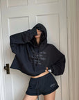 WARDEN EDGE Cropped Graphic Hoodie & Shorts Set