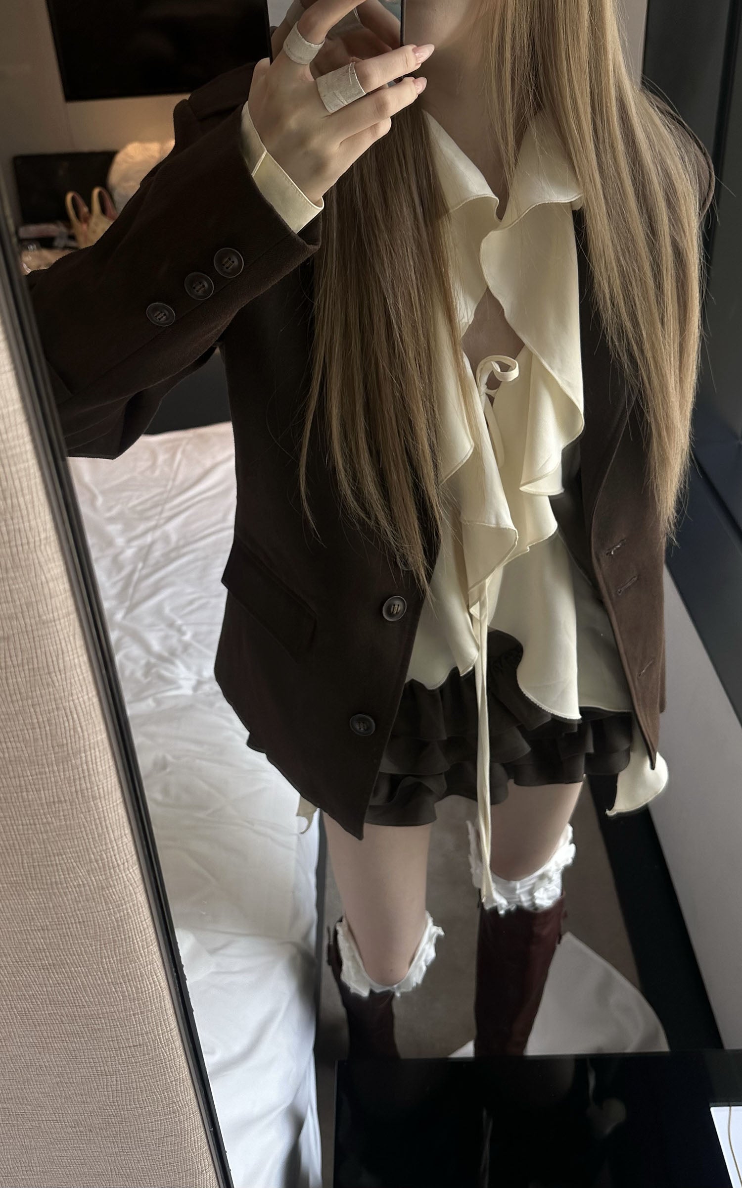 Rase le sol Harness-Sleeve Tailored Wool Jacket