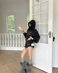 WARDEN EDGE Cropped Graphic Hoodie & Shorts Set