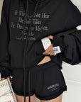 WARDEN EDGE Cropped Graphic Hoodie & Shorts Set