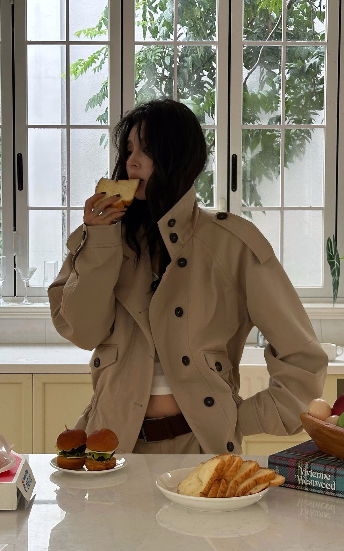 WARDEN EDGE Belted Peplum Cropped Trench Jacket