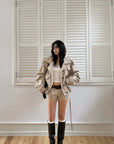 WARDEN EDGE Belted Peplum Cropped Trench Jacket