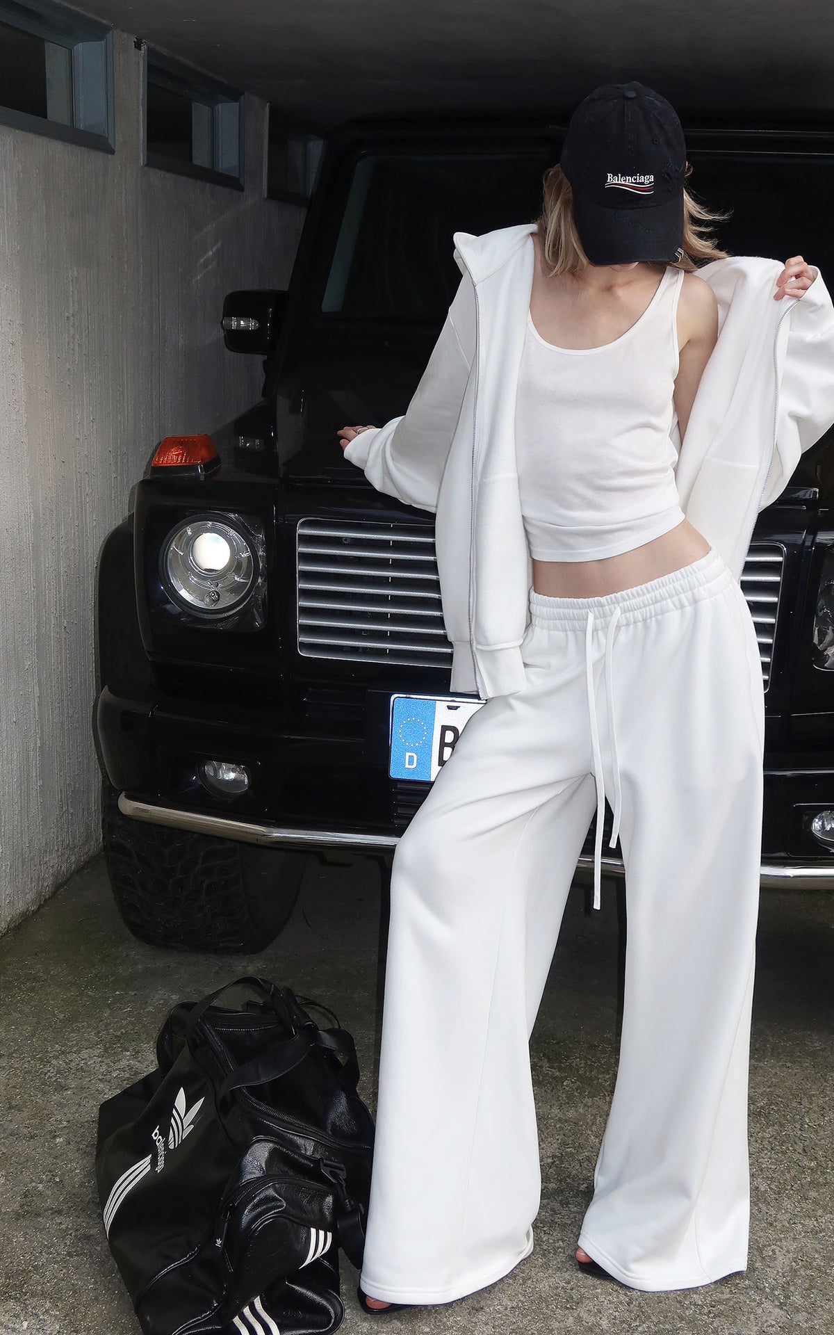 0122stepll Ensemble décontracté : hoodie oversize, débardeur échancré  &amp;  pantalon large