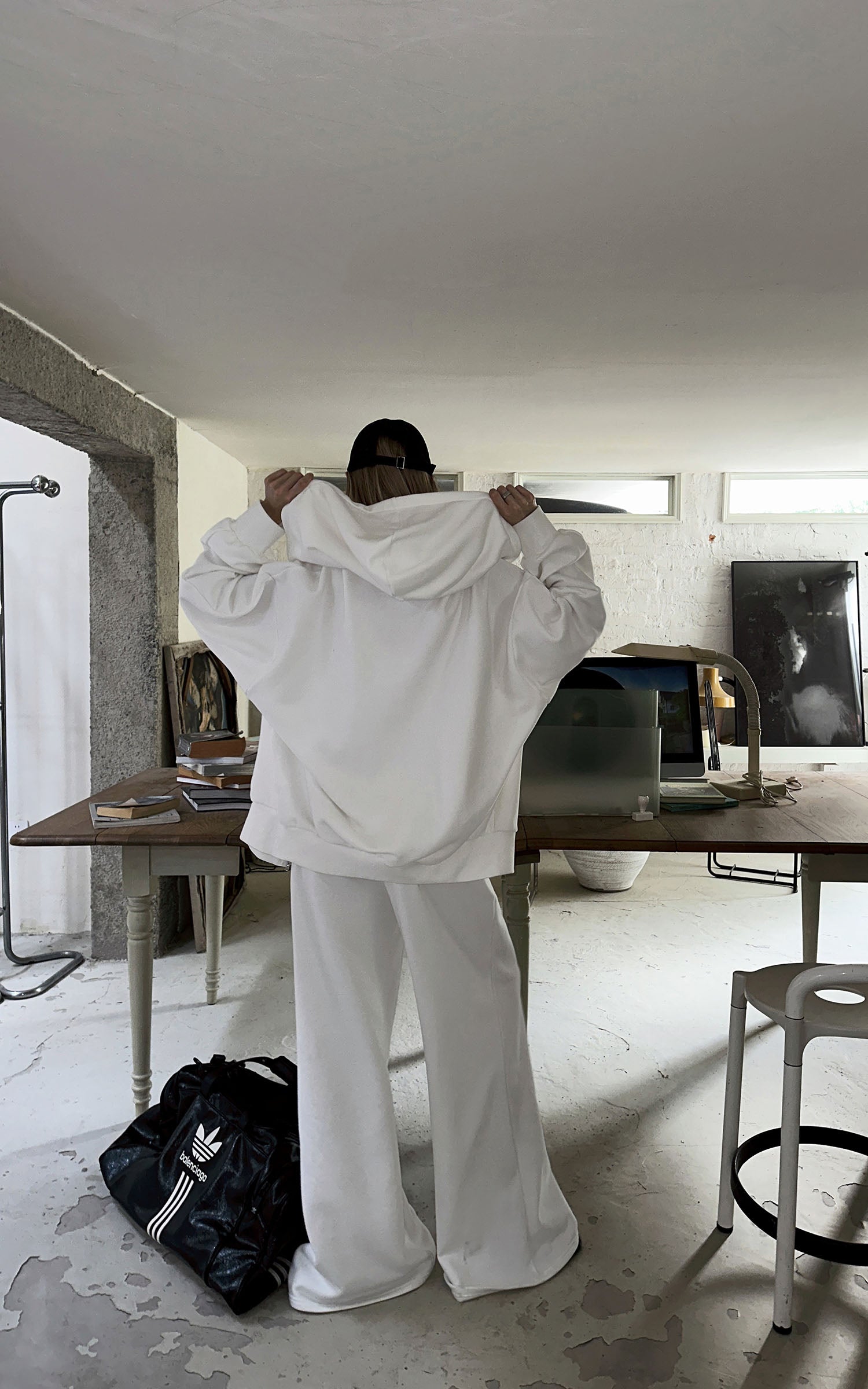 0122stepll Ensemble décontracté : hoodie oversize, débardeur échancré  &amp;  pantalon large
