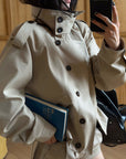 WARDEN EDGE Belted Peplum Cropped Trench Jacket