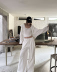 0122stepll Ensemble décontracté : hoodie oversize, débardeur échancré  &  pantalon large