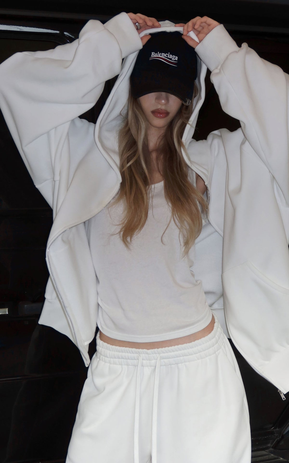 0122stepll Ensemble décontracté : hoodie oversize, débardeur échancré  &amp;  pantalon large