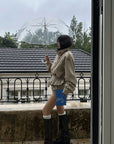 WARDEN EDGE Belted Peplum Cropped Trench Jacket