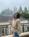 WARDEN EDGE Belted Peplum Cropped Trench Jacket