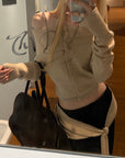 Rase le sol  Wool Fallen Shoulder Button Knit Sweater