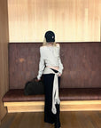Rase le sol Draped Tie-Waist Wool Knit Maxi Skirt