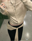 Rase le sol  Wool Fallen Shoulder Button Knit Sweater