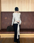 Rase le sol Draped Tie-Waist Wool Knit Maxi Skirt