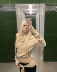 Rase le sol  Wool Fallen Shoulder Button Knit Sweater