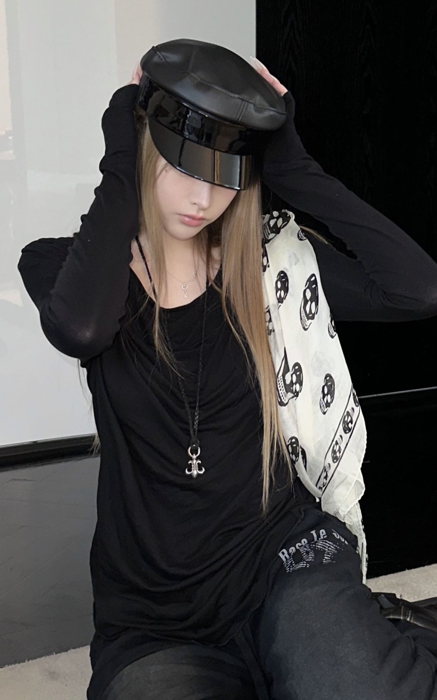 Rase le sol Asymmetric Draped Long-Sleeve Top