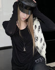 Rase le sol Asymmetric Draped Long-Sleeve Top