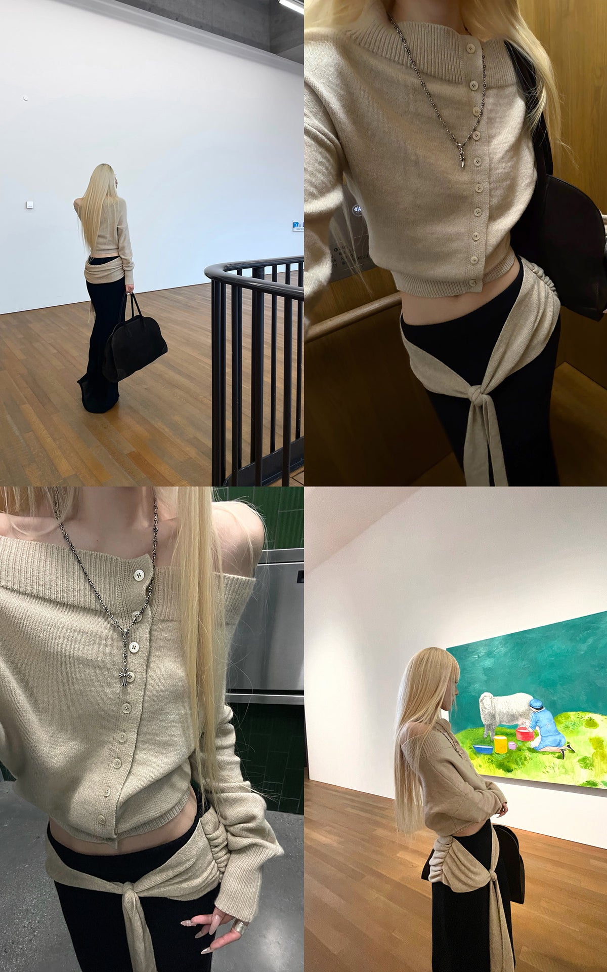 Rase le sol  Wool Fallen Shoulder Button Knit Sweater