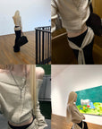Rase le sol  Wool Fallen Shoulder Button Knit Sweater