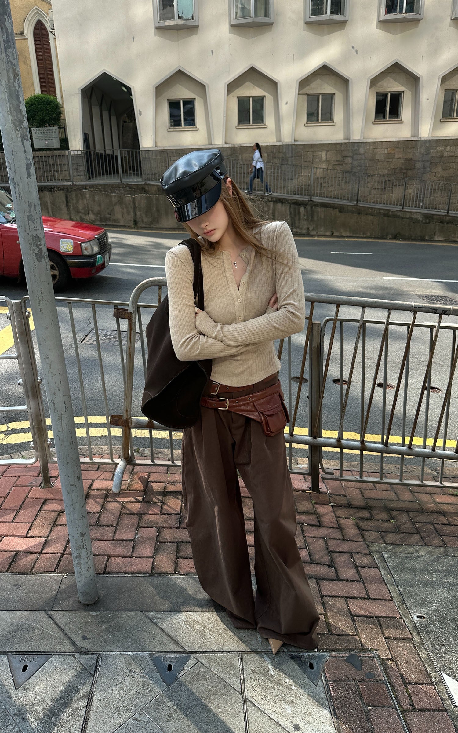 Rase le sol Layered Utility Belt Wide-Leg Pants