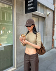 ROVENTE Cable-Knit Cropped Sweater