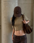 ROVENTE Cable-Knit Cropped Sweater