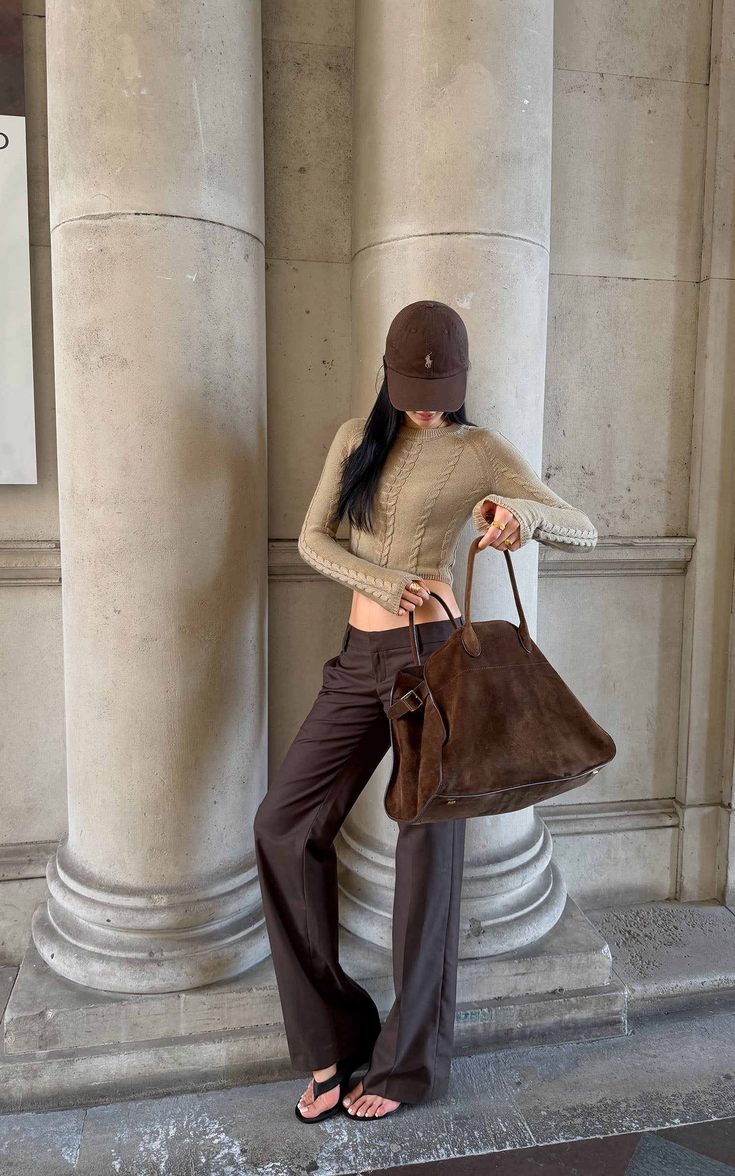 ROVENTE Cable-Knit Cropped Sweater
