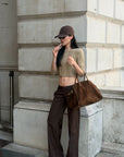 ROVENTE Cable-Knit Cropped Sweater