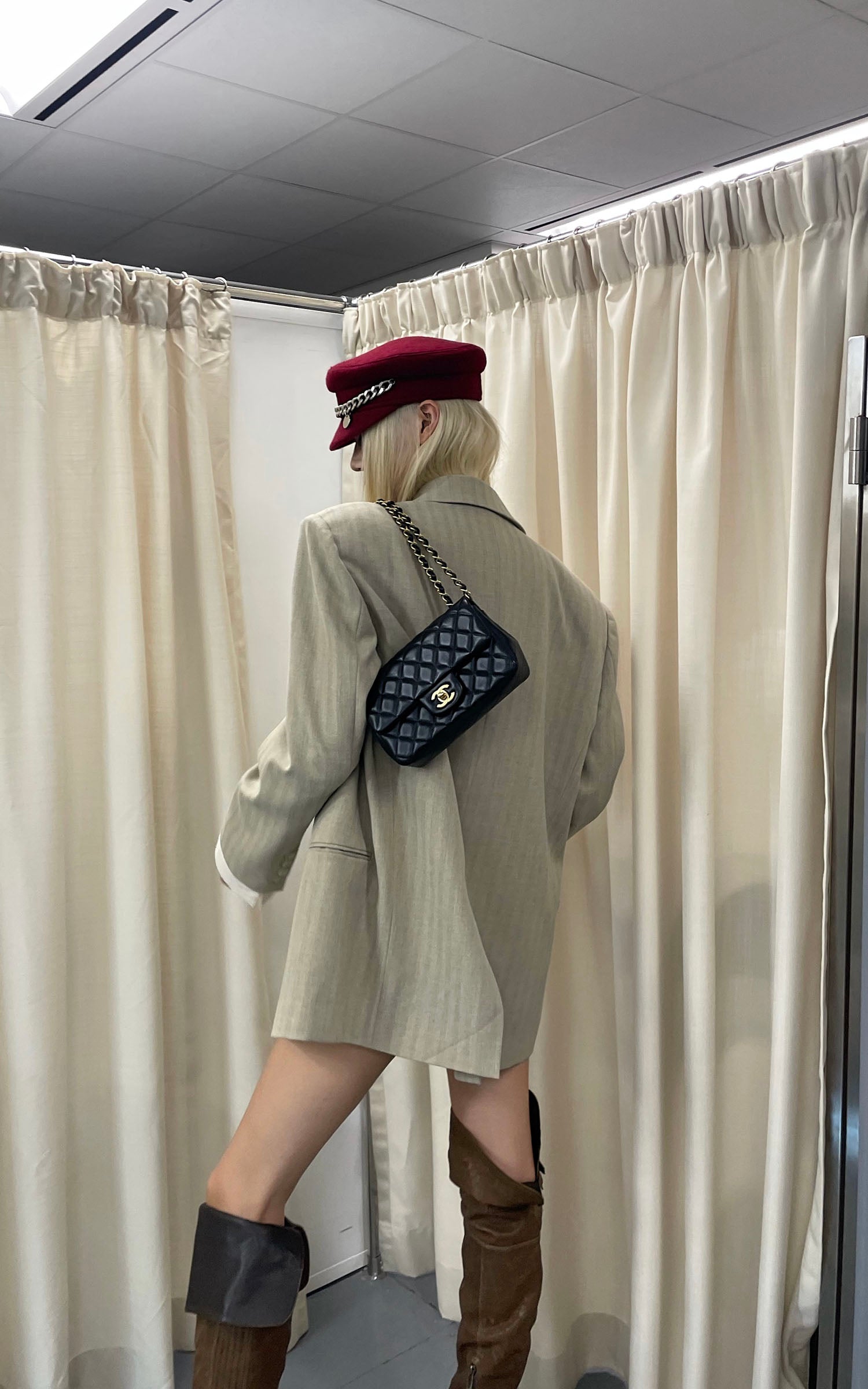Rase le sol Layered Cuff Oversized Double-Breasted Blazer