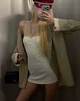 Rase le sol Lace-Trim Sculpted Mini Slip Dress