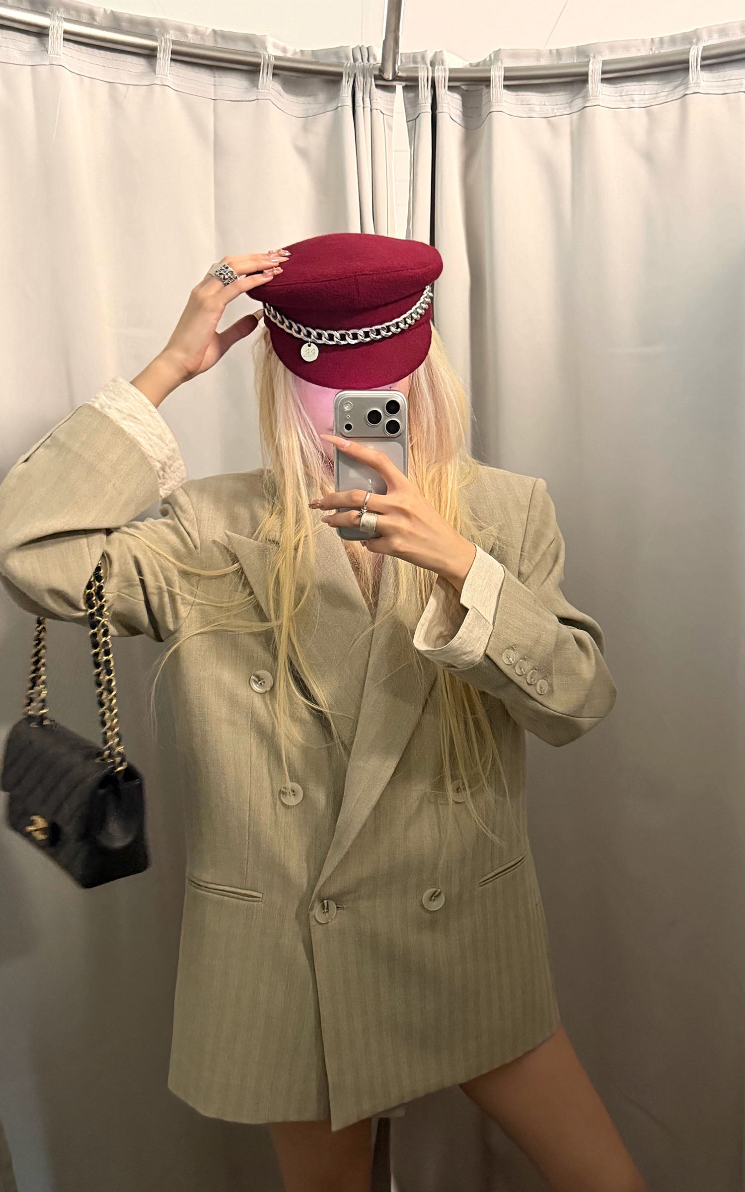 Rase le sol Layered Cuff Oversized Double-Breasted Blazer