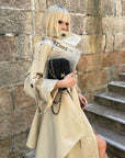 Rase le sol Sculpted High-Collar Layered Trench Coat