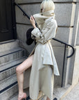 Rase le sol Sculpted High-Collar Layered Trench Coat
